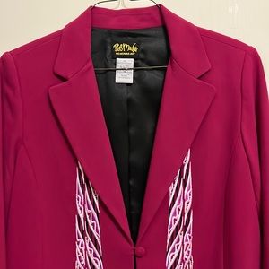 NEW Bob Mackie Blazer Jacket Size S Fuchsia Embroidered Beaded